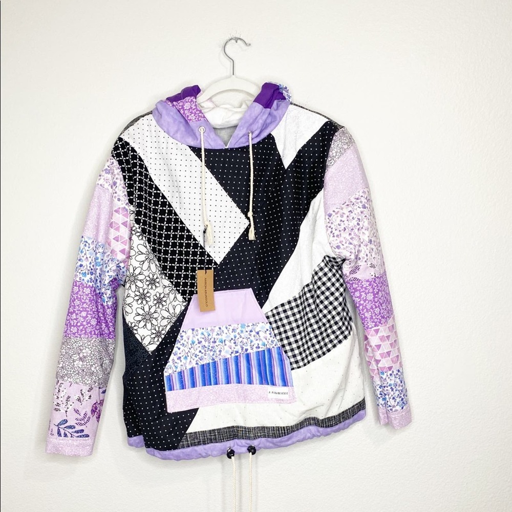 Aaron Asunsolo Quilted Patchwork quilt handmade hoodie pullover size medium